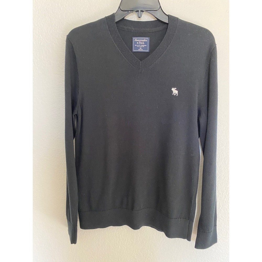 Mens Abercrombie & Fitch V neck Charcoal sweater Size XS